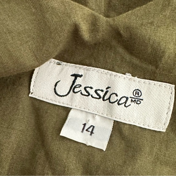 Jessica olive green maxi dress with flare, sparkly sequins SZ 14 cotton boho - Picture 5 of 6